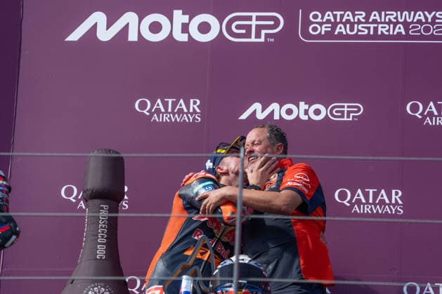 MOTORSPORTS - MotoGP - Austrian Grand Prix Photo by IPA ABACAPRESS.COM88760160 - Pedro Acosta (Red Bull KTM Factory Racing) celebrating his victory on the podium during the Grand Prix race of the Austrian MotoGP Grand Prix at the Red Bull Ring racetrack in Spielberg, Austria, on September 20, 2026. Austria Austria  Copyright: xIPAxSport ABACAx