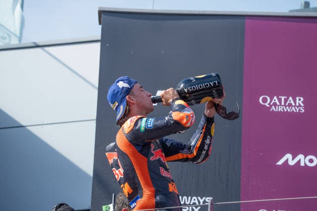 MOTORSPORTS - MotoGP - Austrian Grand Prix Photo by IPA ABACAPRESS.COM88760155 - Pedro Acosta (Red Bull KTM Factory Racing) celebrating his victory on the podium during the Grand Prix race of the Austrian MotoGP Grand Prix at the Red Bull Ring racetrack in Spielberg, Austria, on September 20, 2026. Austria Austria  Copyright: xIPAxSport ABACAx