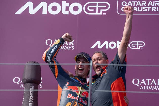 MOTORSPORTS - MotoGP - Austrian Grand Prix Photo by IPA ABACAPRESS.COM88760156 - Pedro Acosta (Red Bull KTM Factory Racing) celebrating his victory on the podium during the Grand Prix race of the Austrian MotoGP Grand Prix at the Red Bull Ring racetrack in Spielberg, Austria, on September 20, 2026. Austria Austria  Copyright: xIPAxSport ABACAx