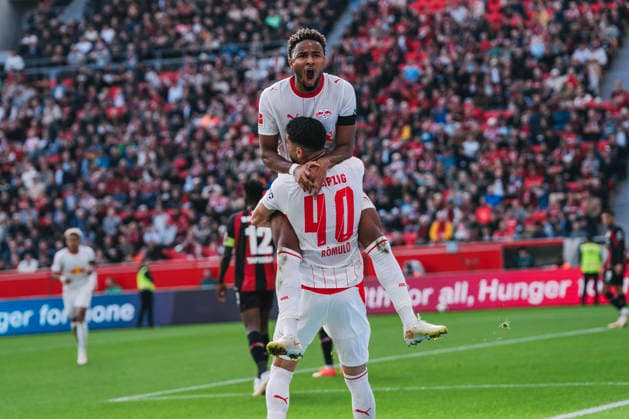 September 20, 2026, xjmrgnx, Soccer, Bundesliga 1, Bayer 04 Leverkusen vs. RB Leipzig: Christopher Nkunku 28, Leipzig celebrates its disallowed goal that would have made the score 1–0 with Romulo 40, Leipzig DFL DFB REGULATIONS PROHIBIT ANY USE OF PHOTOGRAPHS AS IMAGE SEQUENCES AND OR QUASI-VIDEO Leverkusen