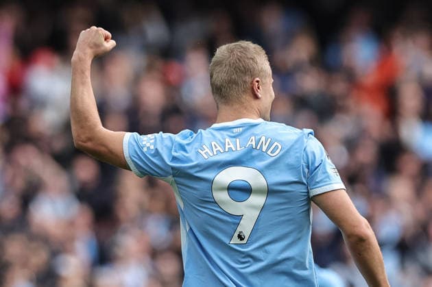 Premier League: Manchester City v Sunderland Erling Haaland of Manchester City celebrates his goal to make it 5-3 during the Premier League match Manchester City vs Sunderland at Etihad Stadium, Manchester, United Kingdom on 20 September 2026 (Photo by Mark Cosgrove News Images) Manchester Etihad Stadium Greater Manchester United, ManU Kingdom Copyright: xMarkxCosgrove NewsxImagesx