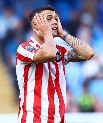 Granit Xhaka of Sunderland reacts Manchester City v Sunderland, Premier League, Football, Etihad Stadium, Manchester, UK - 20 Sep 2026Manchester Etihad Stadium United Kingdom EDITORIAL USE ONLY No use with unauthorised audio, video, data, fixture lists, club league logos or live services. Online in-match use limited to 120 images, no video emulation. No use in betting, games or single club league player publications.  Copyright: xMattxWest Shutterstockx 17160119av