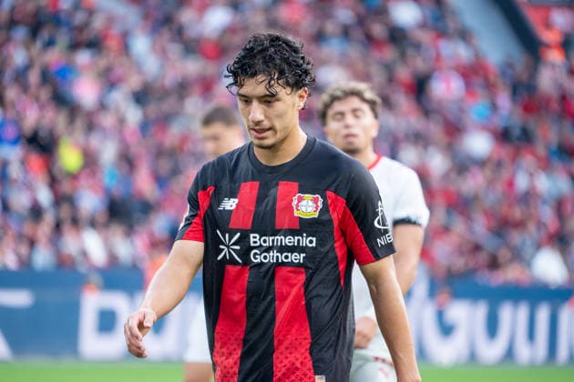 Germany 1 Bundesliga 2026–2027, Matchday 4, Bayer 04 Leverkusen vs. RB Leipzig, Saturday, September 20, 2026, BayArena Stadium, Leverkusen, North Rhine-Westphalia, Ibrahim Maza, Bayer 04 Leverkusen, 30, looking disappointed, disappointment, Leverkusen, BayArena Stadium, Leverkusen, Germany Copyright: xOrhanxHabashx