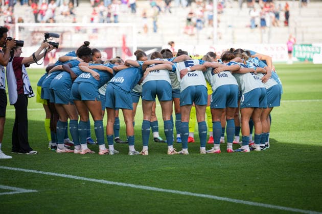 Soccer, Google Pixel Women s Bundesliga, Matchday 5, 2026–2027, SC Freiburg vs. Bayer 04 Leverkusen, September 20, 2026, Dreisamstadion, Freiburg, Team, Players, District, Freiburg Dreisamstadion, Baden-Württemberg, Germany Copyright: xFINLEYxMÖRCHx