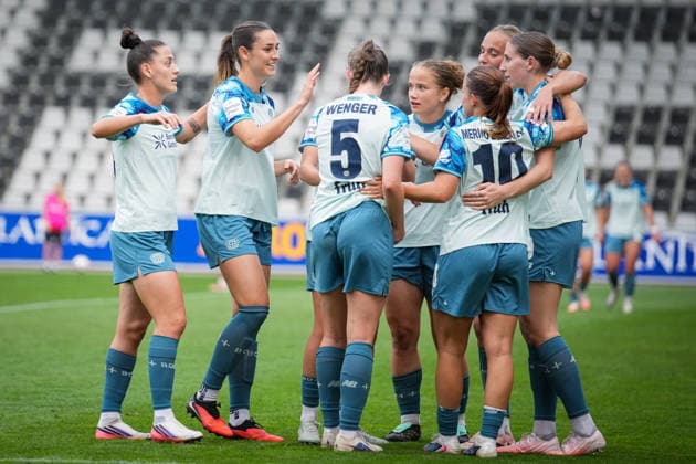 Soccer, Google Pixel Women s Bundesliga, Matchday 5, 2026–2027, SC Freiburg vs. Bayer 04 Leverkusen, September 20, 2026, Dreisamstadion, Freiburg, Estrella Merino Gonzalez (Bayer 04 Leverkusen), 10 goals, goal celebration, Freiburg Dreisamstadion, Baden-Württemberg, Germany Copyright: xFINLEYxMÖRCHx