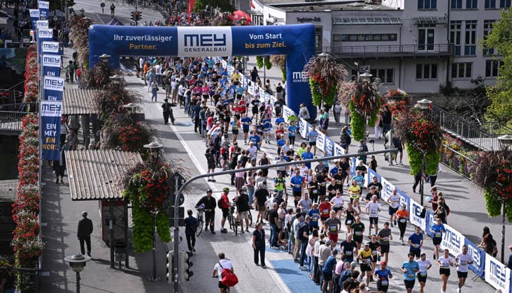 Running, Track and Field, Tübingen City Run 33, Erbelauf 2026, September 20, 2026, Overview, Runners on the Neckar Bridge