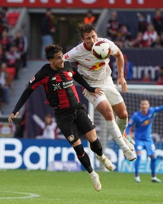 Leverkusen Soccer, 2026–2027 Bundesliga Season: Bayer 04 Leverkusen vs. RB Leipzig, September 20, 2026, BayArena, Leverkusen; Alfonso Bastardo Moreiro, Willi Orban, RB Leipzig, Hungary, HUN