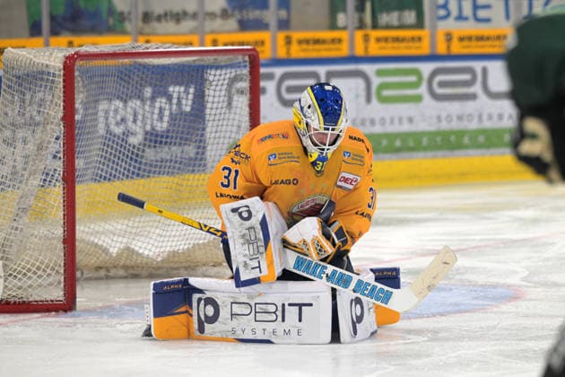 Anthony Morrone, Lausitzer Fuechse, 31, Goalie, Bietigheim Steelers vs. Lausitzer Fuechse, Ice Hockey, DEL 2, 2026–2027 Season, September 20, 2026, Bietigheim Steelers vs. Lausitzer Fuechse, Ice Hockey, DEL 2, 2026–2027 Season, September 20, 2026, Bietigheim Copyright: xEibner-Pressefotox EP_TBR