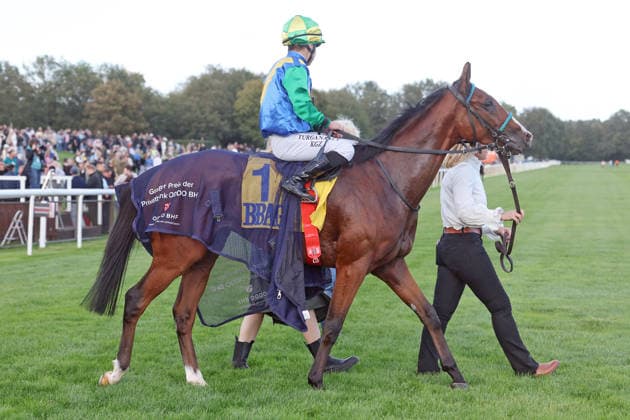 September 20, 2026, Hanover, Lower Saxony, GER Avyaan with Esentur Turganaaly Uulu after winning the BBAG Auction Race at the Hanover Racetrack, Neue Bult 260920D985HANNOVER JPG