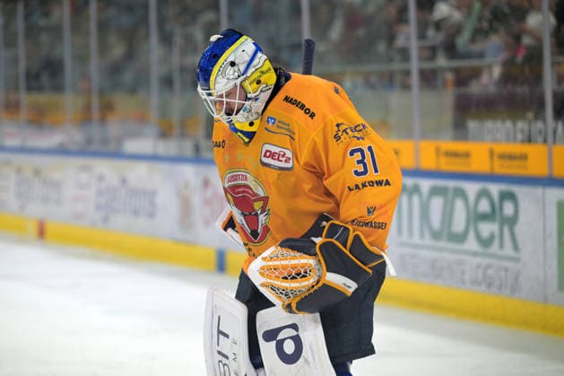 Anthony Morrone, Lausitzer Fuechse, 31, Goalie, Bietigheim Steelers vs. Lausitzer Fuechse, Ice Hockey, DEL 2, 2026–2027 Season, September 20, 2026, Bietigheim Steelers vs. Lausitzer Fuechse, Ice Hockey, DEL 2, 2026–2027 Season, September 20, 2026, Bietigheim Copyright: xEibner-Pressefotox EP_TBR