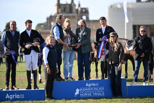 RECORD DATE NOT STATED 20th September 2026; Blenheim Palace, Woodstock, Oxfordshire, England; Blenheim Palace International Horse Trials Final Day; The Fieldmaster ridden by Tom McEwen of Great Britain wins the Blenheim Palace 4* Long Competition with Brookfield Quality also ridden by Tom McEwen of Great Britain in second place and Jackpot ridden by Sam Ecroyd of Great Britain in third place SimonxWest