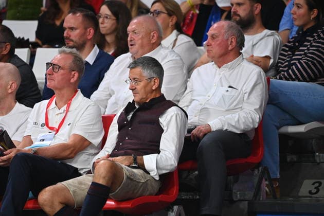 Herbert HAINER, President of Bayern Munich; Uli HOENESS, Honorary President of Bayern Munich; Basketball BBL, 2026–2027 season: FC Bayern Munich vs. Bamberg Baskets on September 20, 2026, at BMW Park