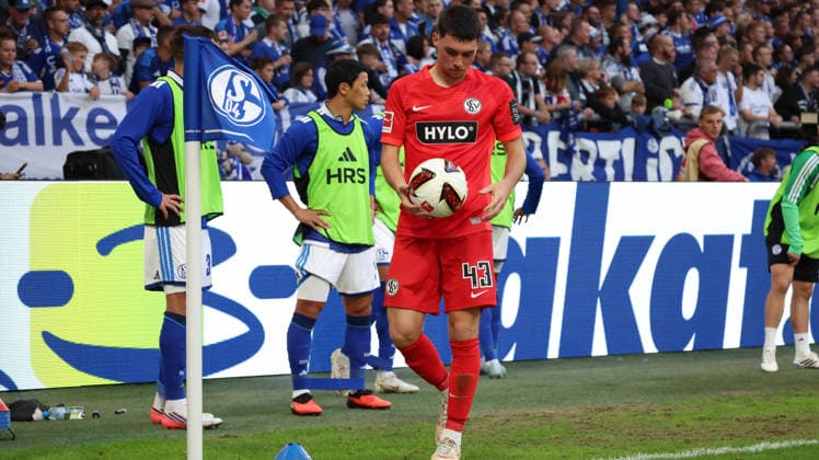 September 20, 2026, xrekx, Soccer, Bundesliga 1, FC Schalke 04 vs. SV Elversberg, Felix Keidel, SV 07 Elversberg. DFL and DFB regulations prohibit any use of photographs as image sequences and or quasi-video. Gelsenkirchen