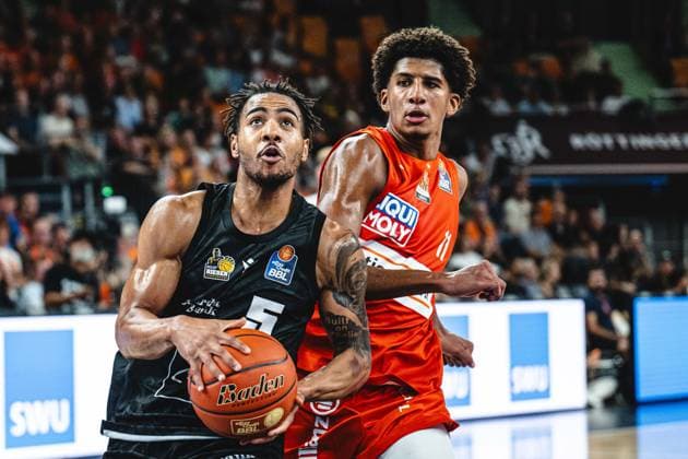 Neu Ulm, Germany, September 20, 2026 Ish Leggett of MHP Riesen Ludwigsburg and Meissa Faye of ratiopharm Ulm go head-to-head during the Basketball Bundesliga game between ratiopharm Ulm and MHP Riesen Ludwigsburg at the ratiopharm Arena on September 20, 2026 in Neu Ulm, Germany. Photo by Harry Langer, DeFodi Images, ratiopharm Arena, Germany, September 26, 20 Ish Leggett of MHP RIESEN Ludwigsburg and Meissa Faye of ratiopharm Ulm battle for the ball during the Basketball Bundesliga match between ratiopharm Ulm and MHP RIESEN Ludwigsburg in Neu Ulm on September 20, 2026 at the ratiopharm Arena, Germany. Photo by Harry Langer, DeFodi Images. Photo by Harry Langer, DeFodi Images