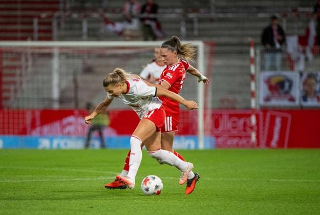 Soccer, Women, 2026–2027 Season, Google Pixel Women s Bundesliga Matchday 5, 1. FC Union Berlin vs. RB Leipzig, from left: Therese Simonsson (RB Leipzig), Jill Janssens (1. FC Union Women), September 20, 2026, Copyright: xMatthiasxKochx