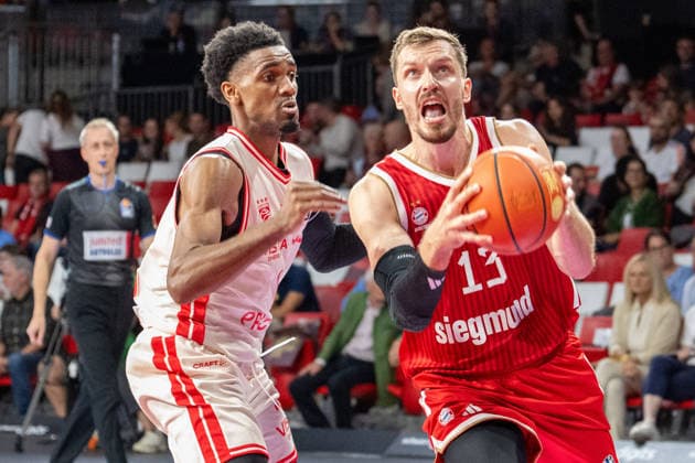 Mylik Wilson 10 BMA365 Bamberg Baskets, Andreas Obst 13 FC Bayern Basketball, FC Bayern Basketball BMA365 Bamberg Baskets, BBL, Matchday 1, September 20, 2026, Munich, Bavaria, Germany Copyright: xkolbert-press UlrichxGamelx