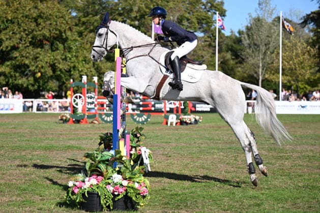 RECORD DATE NOT STATED 20th September 2026; Blenheim Palace, Woodstock, Oxfordshire, England; Blenheim Palace International Horse Trials Final Day; Jewelent ridden by Olivia Dutton of United States in action during the show jumping test SimonxWest