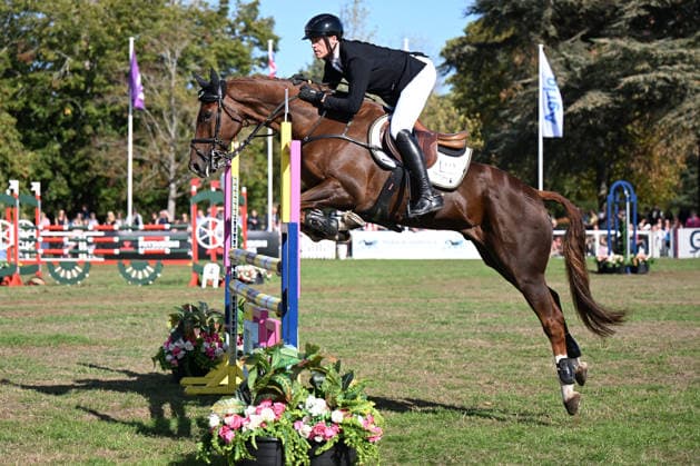 RECORD DATE NOT STATED 20th September 2026; Blenheim Palace, Woodstock, Oxfordshire, England; Blenheim Palace International Horse Trials Final Day; Jackpot ridden by Sam Ecroyd of Great Britain in action during the show jumping test SimonxWest