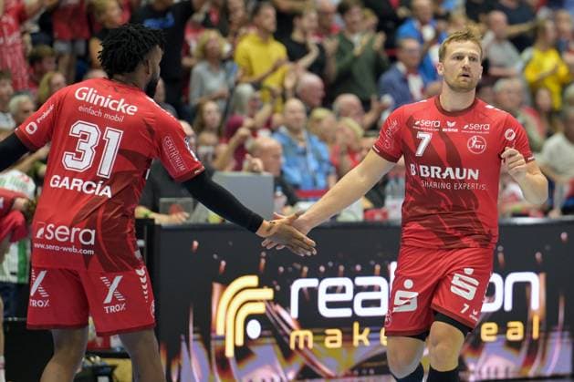 Celebrations for Emre Boeyuekata, KSV Hessen Kassel 7, Dariel Garcia Rivera, MT Melsungen 31, GER, MT Melsungen vs. SC Magdeburg, Handball, 1st Bundesliga, Matchday 5, 2026–2027 Season, September 20, 2026, GER, MT Melsungen vs. SC Magdeburg, Handball, 1st Bundesliga, Matchday 5, 2026–2027 season, September 20, 2026, Kassel Copyright: xEibner-Pressefotox xRolandxSippelx EP_RSL