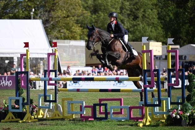 RECORD DATE NOT STATED 20th September 2026; Blenheim Palace, Woodstock, Oxfordshire, England; Blenheim Palace International Horse Trials Final Day; Brookfield Quality ridden by Tom McEwen of Great Britain in action during the show jumping test SimonxWest