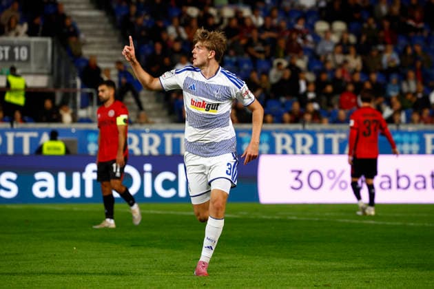September 20, 2026, xavx, Soccer 3rd Division, SV Wehen Wiesbaden vs. MSV Duisburg, Frederik Christensen of MSV Duisburg celebrates the goal, The goal celebration after the 0–3 win over Wiesbaden