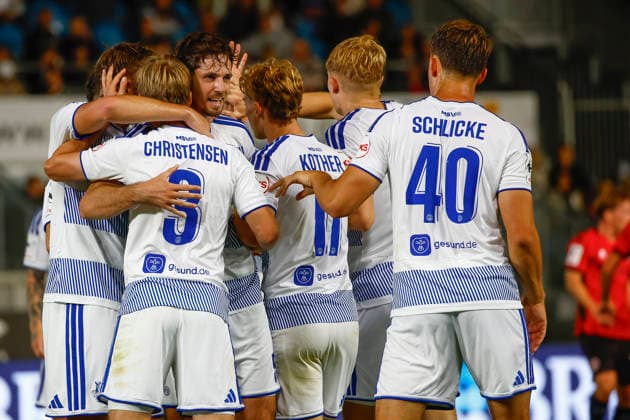 September 20, 2026, xavx, Soccer 3rd Division, SV Wehen Wiesbaden vs. MSV Duisburg, Frederik Christensen of MSV Duisburg celebrates the goal, The goal celebration after Wiesbaden s 0–3 loss