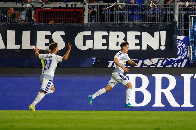 September 20, 2026, xavx, Soccer 3rd Division, SV Wehen Wiesbaden vs. MSV Duisburg, Conor Noß of MSV Duisburg celebrates the goal, The goal celebration after the 1-4 win over Wiesbaden