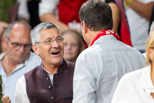 FC Bayern Munich President Herbert Hainer laughs after the 108-72 victory, FC Bayern Basketball vs. BMA365 Bamberg Baskets, BBL, Matchday 1, September 20, 2026, Munich, Bavaria, Germany Copyright: xkolbert-press UlrichxGamelx