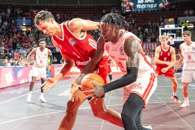 Oscar da Silva 1 FC Bayern Basketball, Trevon Scott 13 BMA365 Bamberg Baskets, FC Bayern Basketball BMA365 Bamberg Baskets, BBL, Matchday 1, September 20, 2026, Munich, Bavaria, Germany Copyright: xkolbert-press UlrichxGamelx