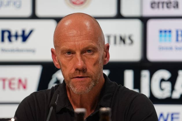 Germany Soccer 3rd Division 2026–2027, Matchday 7: SV Wehen Wiesbaden vs. MSV Duisburg at Brita Arena, Wiesbaden; Frank Steinmetz, Head Coach of SVW; press conference, media, facial expressions, emotion, portrait photo, portrait, individual shot Copyright: xTobiasxWentzellx