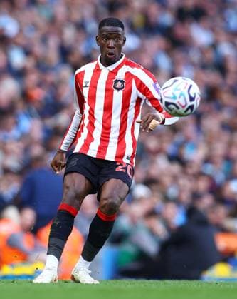 Nordi Mukiele of Sunderland Manchester City v Sunderland, Premier League, Football, Etihad Stadium, Manchester, UK - 20 Sep 2026Manchester Etihad Stadium United Kingdom EDITORIAL USE ONLY No use with unauthorised audio, video, data, fixture lists, club league logos or live services. Online in-match use limited to 120 images, no video emulation. No use in betting, games or single club league player publications.  Copyright: xMattxWest Shutterstockx 17160119ct