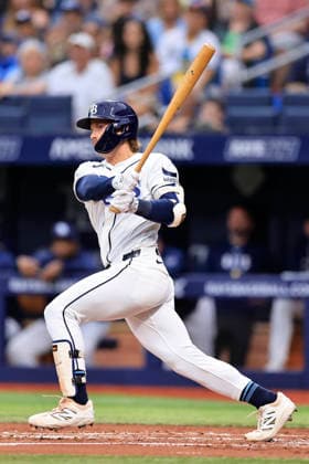 September 20, 2026, St. Petersburg, Florida, USA: Tampa Bay Rays center fielder Jonny DeLuca (21) doubles to left field and scores designated hitter Yandy DoÂ­az (2) and first baseman Ryan Vilade (26) during an MLB, Baseball Herren, USA game on September 20, 2026 at Tropicana Field. The Rays beat the Red Sox 5-1. MLB 2026: Tampa Bay Rays 5 : 1 Boston Red Sox  - ZUMAh180 20260920_zsp_h180_010 Copyright: xKimxHukarix