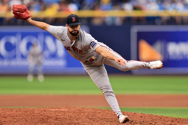 September 20, 2026, St. Petersburg, Florida, USA: Boston Red Sox starting pitcher Patrick Sandoval (43) delivers a pitch during an MLB, Baseball Herren, USA game against the Tampa Bay Rays on September 20, 2026 at Tropicana Field. The Rays beat the Red Sox 5-1. MLB 2026: Tampa Bay Rays 5 : 1 Boston Red Sox  - ZUMAh180 20260920_zsp_h180_047 Copyright: xKimxHukarix