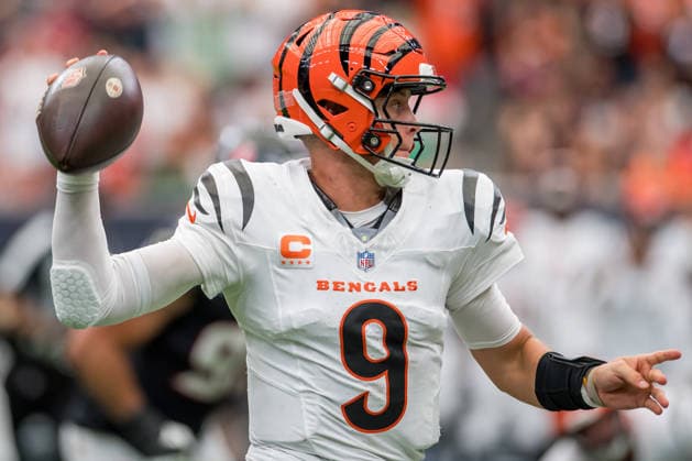 September 20, 2026: Cincinnati Bengals quarterback Joe Burrow (9) throws a touchdown pass during a game between the Cincinnati Bengals and the Houston Texans in Houston, TX. .. CSM NFL, American Football Herren, USA 2026: Bengals Vs Texans SEP 20  - ZUMAc04_ 20260920_zma_c04_365 Copyright: xTraskxSmithx