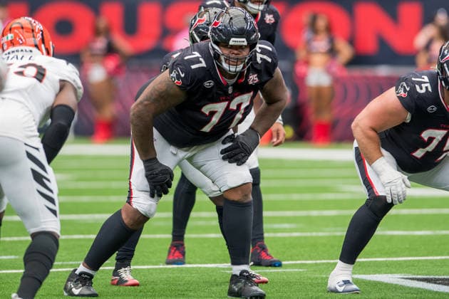 September 20, 2026: Houston Texans offensive tackle Trent Brown (77) during a game between the Cincinnati Bengals and the Houston Texans in Houston, TX. .. CSM NFL, American Football Herren, USA 2026: Bengals Vs Texans SEP 20  - ZUMAc04_ 20260920_zma_c04_386 Copyright: xTraskxSmithx