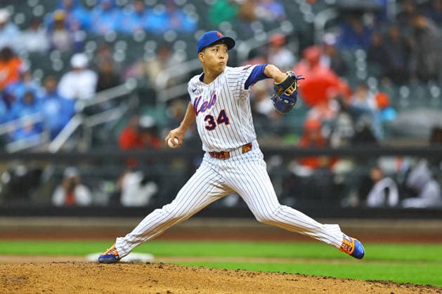 MLB, Baseball Herren, USA Philadelphia Phillies Vs. New York Mets New York Mets relief pitcher Kodai Senga 34 throws during the eighth inning of a baseball game against the Philadelphia Phillies at Citi Field in Corona, on September 20, 2026. Flushing N.Y. United States  Copyright: xGordonxDonovanx originalFilename:donovan-mlbphila260920_npgtd.jpg