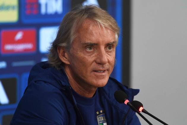 Foto IPP Giacomo Morini Firenze 21 09 2026 Calcio: Conferenza stampa del Commissario Tecnico Roberto Mancini presso il Centro Tecnico Federale di Coverciano. nella foto: l allenatore Roberto Mancini durante l incontro con la stampa. italy ITALY  Copyright: xR4924_italyphotopressx