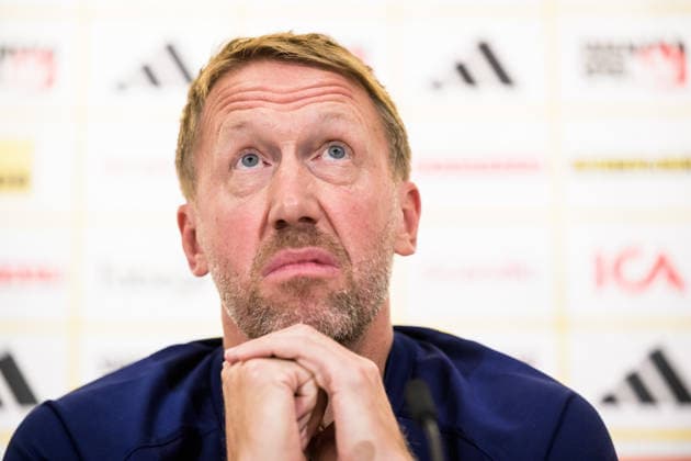 September 21, 2026: Head coach Graham Potter of the Swedish national soccer team during a press conference on September 21, 2026 in Stockholm. Photo by Joel Marklund, BILDBYRAN. Code: JM JM0853 bbeng soccer football fotball UEFA Nations League press conference Sweden Sweden A  Copyright: JOELxMARKLUND BB260921JM005
