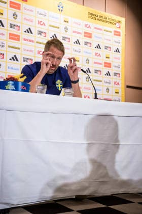 260921 of the Swedish national soccer team during a press conference on September 21, 2026 in Stockholm. Photo by Joel Marklund, BILDBYRAN. Code: JM JM0853 bbeng soccer football fotball Nations League UEFA Nations League press conference Sweden Sweden A  Copyright: JOELxMARKLUND BB260921JM022