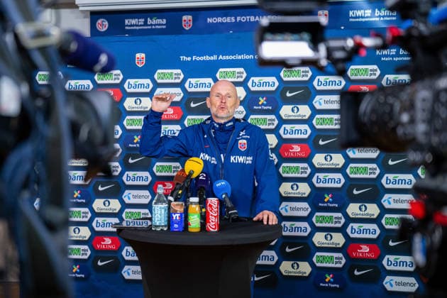September 21, 2026: Stale Solbakken, head coach of the Norwegian national soccer team, during a press event on September 21, 2026 in Oslo Photo: Vegard Grott BILDBYRAN code VG VG0999 bbeng soccer football fotboll Nations League Norway press event press conference  Copyright: VEGARDxGRoTT BB260921VG001