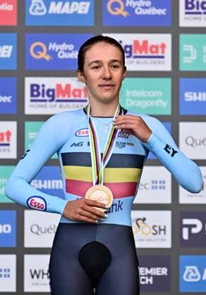 UCI 2026 Road World Championship, WM, Weltmeisterschaft Montreal 21 09 2026 MONTREAL, CANADA - SEPTEMBER 21 : bronze medal Vierstraete Luca of Belgium pictured during the podium ceremony of the Women U23 Individual Time Trial of the 2026 UCI Road World Championships 93th edition an UCI World Championships cycling race of XX km with start in Montreal and finish in Montreal on September 21, 2026 in Montreal, Canada, 21 09 2026 Montreal Canada  Copyright: xPeterxDexVoechtx