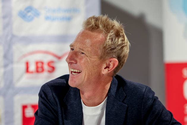 Fabian Wegmann, Sports Director of Sparkassen Münsterland Giro, presents the race routes, events, and statistics for this year’s 20th edition of the cycling race. This year, the race will start in Borken in Westmünsterland, Borken, North Rhine-Westphalia, DEU, Germany, September 21, 2026 Press conference: Sparkassen Münsterland Giro