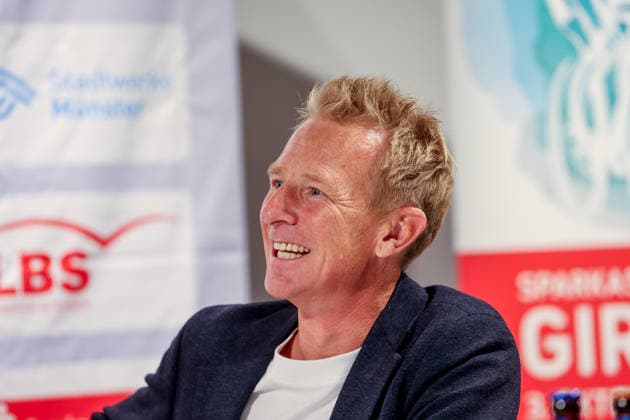 Fabian Wegmann, Sports Director of Sparkassen Münsterland Giro, presents the race routes, events, and statistics for this year’s 20th edition of the cycling race. This year, the race will start in Borken in Westmünsterland, Borken, North Rhine-Westphalia, DEU, Germany, September 21, 2026 Press conference: Sparkassen Münsterland Giro