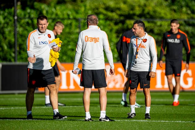 ZEIST, Netherlands—Netherlands head coach Xavi Hernandez during UEFA Nations League training ahead of the match against Germany at the KNVB Campus on September 21, 2026, in Zeist, Netherlands. Photo by DeFodi Images