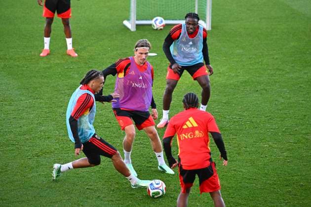 Italy v Belgium - UEFA Nations League 2026 Media Activities 21 09 2026 TUBIZE, BELGIUM - SEPTEMBER 21 : Da Silva Moreira Diego midfielder of Belgium, Godts Mika forward of Belgium, pictured during a training session ahead of the UEFA Nations League tournament league phase matchday 1 group A1 match between Italy and Belgium on September 21, 2026 in Tubize, Belgium, 21 09 2026 Tubize Belgium  Copyright: xVincentxKalutx