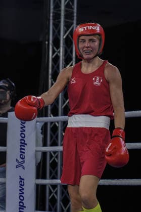 2026 European Boxing Championships in Bulgaria SOFIA, BULGARIA - SEPTEMBER 21: Esra Yildiz Kahraman (blue) of Turkiye competes against Elise Glynn (red) of England in the women s 57kg category during the 2026 European Boxing Championships at Asics Arena in Sofia, Bulgaria, on September 21, 2026. Osmancan Gurdogan Anadolu Sofia Bulgaria. Editorial use only. Please get in touch for any other usage.  Copyright: x2026xAnadoluxOsmancanxGurdoganx