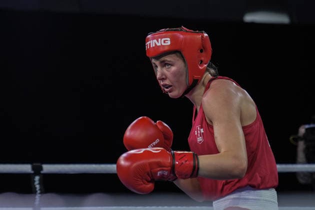 2026 European Boxing Championships in Bulgaria SOFIA, BULGARIA - SEPTEMBER 21: Esra Yildiz Kahraman (blue) of Turkiye competes against Elise Glynn (red) of Great Britain during the women s 57 kg category match at the 2026 European Boxing Championships at the Asics Arena in Sofia, Bulgaria on September 21, 2026. Osmancan Gurdogan Anadolu Sofia Bulgaria. Editorial use only. Please get in touch for any other usage.  Copyright: x2026xAnadoluxOsmancanxGurdoganx