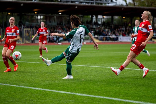 September 21, 2026, GER, Soccer, Women s, Google Pixel 1 Bundesliga, 2026–2027 Season, Matchday 4, SV Werder Bremen vs. VfB Stuttgart: Mei Shimada of Werder Bremen scores the 1–0 goal on September 8. DFB and DFL regulations prohibit any use of photographs as image sequences and or quasi-video. Bremen Stadium, Platz 11, Bremen, Germany Copyright: xNordphoto Memmlerx