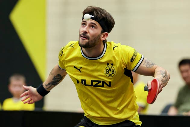 Joao Geraldo of Borussia Dortmund controls the ball during the Men s Table Tennis Bundesliga match between Borussia Dortmund and TTC RhoenSprudel Fulda Maberzell at the Bruegmannstrasse Sports Hall on September 21, 2026, in Dortmund, Germany. Photo by Marco Steinbrenner, DeFodi Images. Joao Geraldo of Borussia Dortmund controls the ball during the Men’s Table Tennis Bundesliga match between Borussia Dortmund and TTC RhoenSprudel Fulda Maberzell at Sporthalle Bruegmannstrasse on September 21, 2026 in Dortmund, Germany Photo by Marco Steinbrenner, DeFodi Images Photo by Marco Steinbrenner, DeFodi Images