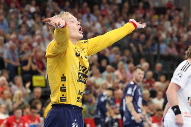 September 5, 2026, xBHAx, Handball, Opel HBL, 2026–2027 season, 1st HBL, SG Flensburg Handewitt vs. HC Erlangen, GGW Arena, Simon Möller, SG Flensburg Handewitt 30 cheering on Schleswig-Holstein, Germany